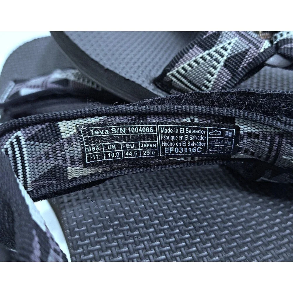 Teva Sandal Mens 11 Original Universal Black Gray Aztec Straps Outdoor Water